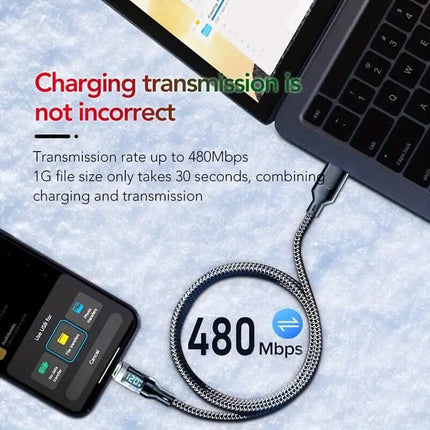 6.6 Ft. Super Fast Charging Cable 120W 6A USB to Type C Charge Cable with LCD Display