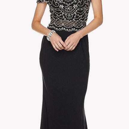 Juliet 660 Cold Shoulder Gown with V-Shape Open Back and Train