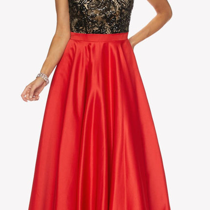 Juliet 661 Sleeveless Floor Length A-line Dress Keyhole Back