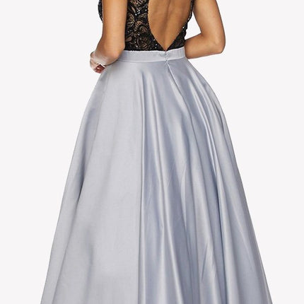 Juliet 661 Sleeveless Floor Length A-line Dress Keyhole Back