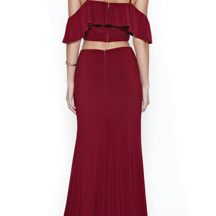 Juliet 662 Cold-Shoulder Two-Piece Gown with Slit