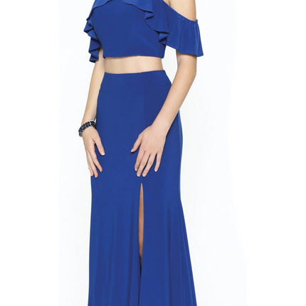 Juliet 662 Cold-Shoulder Two-Piece Gown with Slit