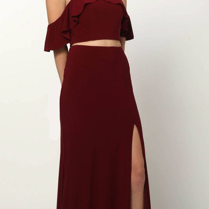 Juliet 662 Cold-Shoulder Two-Piece Gown with Slit