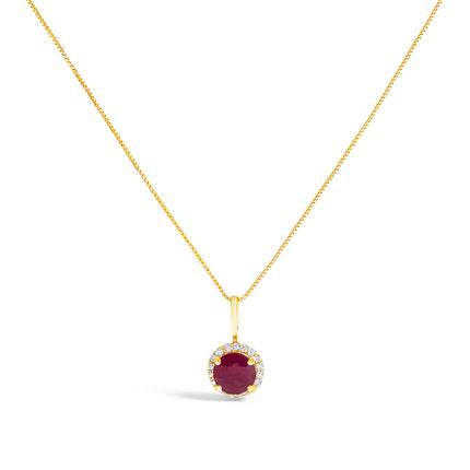 10K White Gold Purple Amethyst and 1/10 Cttw Diamond Accent Halo Pendant Necklace