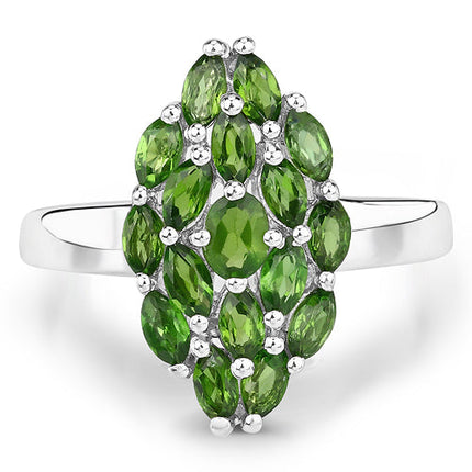 1.28 Carat Genuine Chrome Diopside .925 Sterling Silver Ring