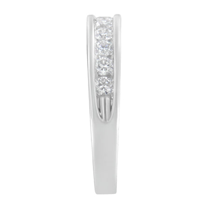 18K White Gold Round Diamond 1/2 Cttw Channel Band Ring