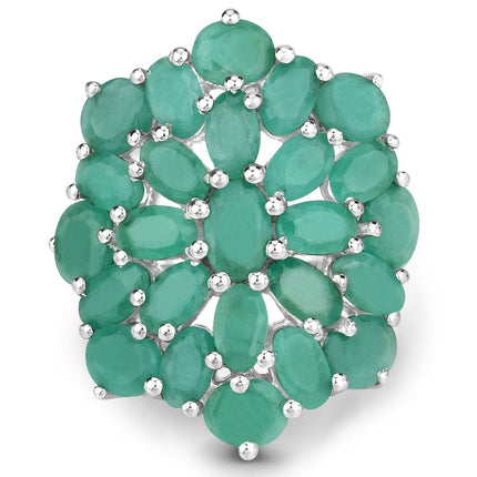 5.88 Carat Genuine Emerald .925 Sterling Silver Ring