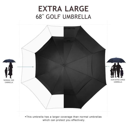 68" Automatic Open Golf Umbrella - Black