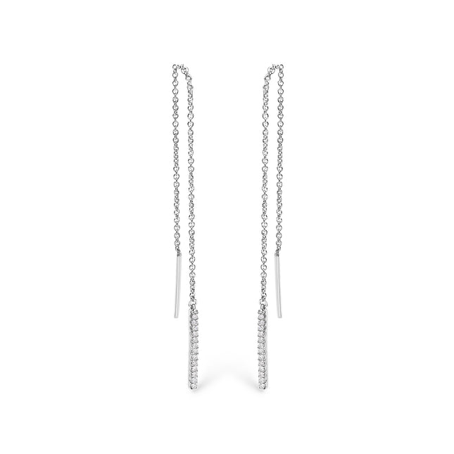 10K White Gold 1/10 Cttw Diamond Threader Earrings