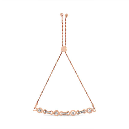 14K Yellow Gold Plated .925 Sterling Silver Channel Set Diamond Accent Twist 4â€-10â€ Adjustable Bolo Bracelet (I-J Color, I3 Clarity)