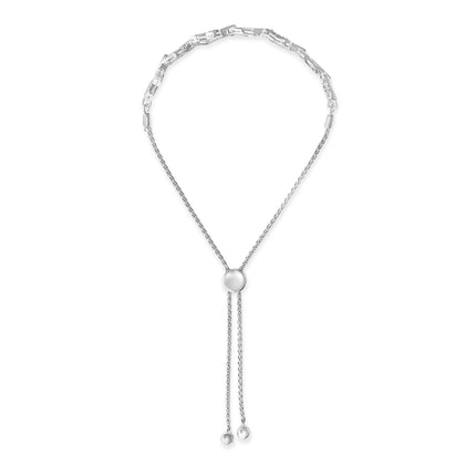 .925 Sterling Silver 1/2 Cttw Diamond Alternating Heart Link Adjustable Bolo Bracelet (I-J Color, I3 Clarity) - 4" to 10" Inches