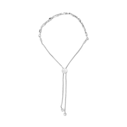.925 Sterling Silver 1/2 Cttw Diamond Alternating Circle and Kite Link Adjustable Bolo Bracelet (I-J Color, I3 Clarity) - 4" to 10" Inches