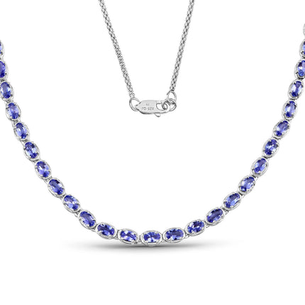 10.00 Carat Genuine Tanzanite .925 Sterling Silver Necklace