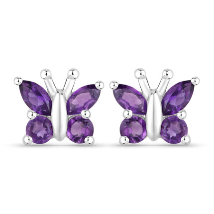 1.00 Carat Genuine Amethyst .925 Sterling Silver Earrings