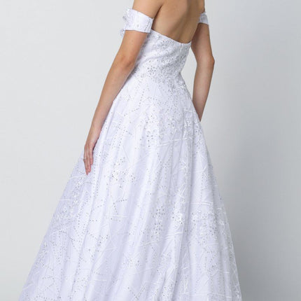 Juliet 692 Long Embroidered Lace Ball Gown Dress With Arm Band