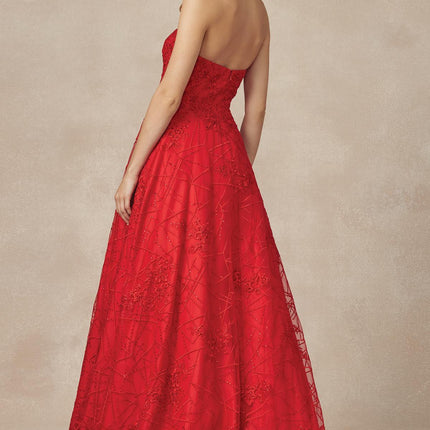Juliet 692 Long Embroidered Lace Ball Gown Dress With Arm Band