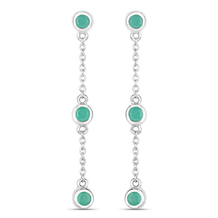 0.60 Carat Genuine Emerald .925 Sterling Silver Earrings