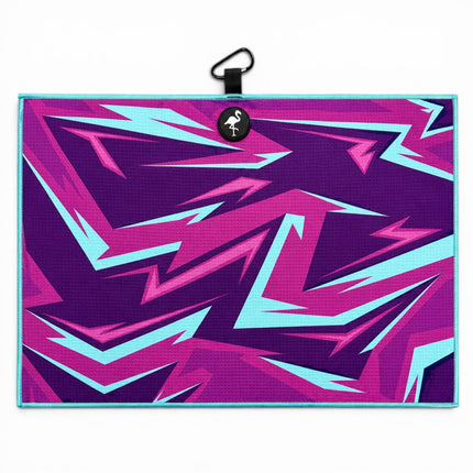 Neon Shockwave Golf Towel | 24” x 16” Microfiber Towel | Magnetic Clip & Carabiner | Premium Golf Accessory