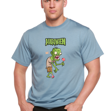 Halloween Green Monster Unisex Bamboo Viscose/Organic Cotton Short Sleeve Graphic T-Shirt