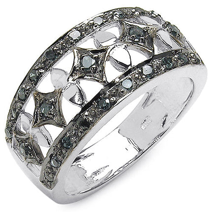 0.29 Carat Genuine Blue Diamond .925 Sterling Silver Ring