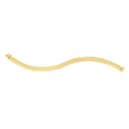 14k Yellow Gold 7 1/2 inch Laurel Leaf Bracelet with Diamond (7.40 mm)