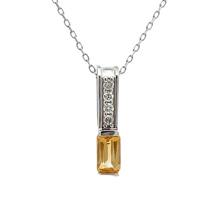.06ct Citrine Diamond Fashion Pendants 10KT White Gold