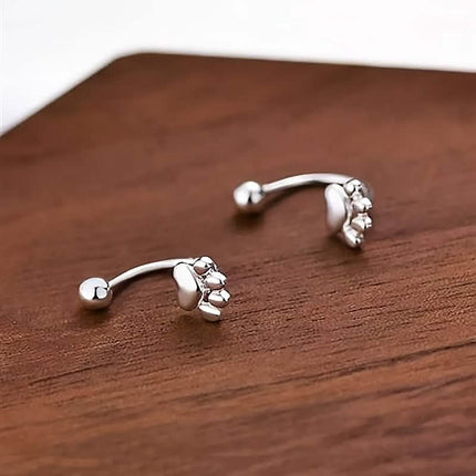 Sterling Silver Cat Paw Earrings – Screw-Back Studs, Elegant & Simple