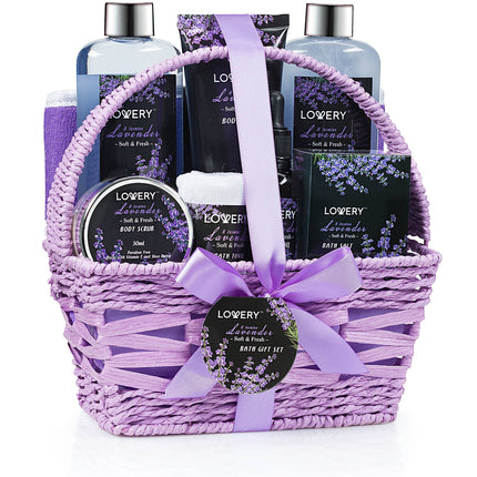 Baby Shower Gift Basket, Lavender Jasmine Body Care Bath Set