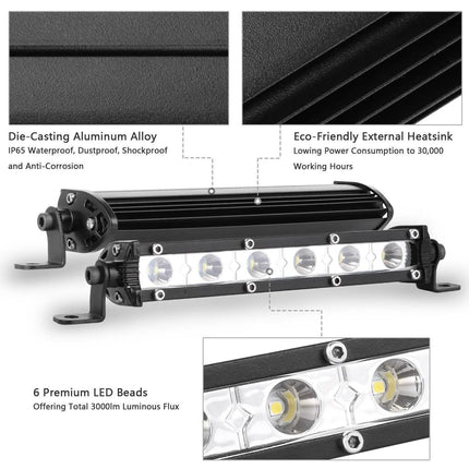 7" LED Light Bar Single Row Offroad Spot Lights
