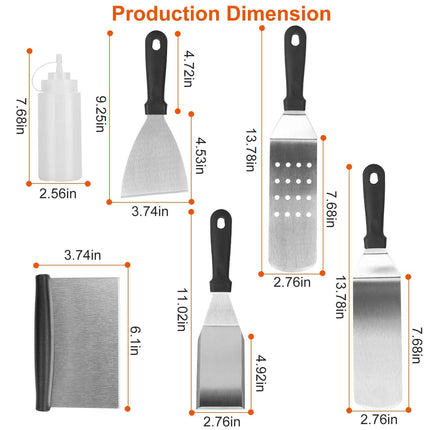 7-Piece Set: Stainless Steel BBQ Grilling Utensil Tools