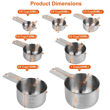 7-Piece: Stainless Steel Measuring Cups