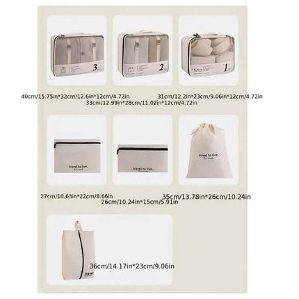 7-Piece: Travel Packaging Cube Bags