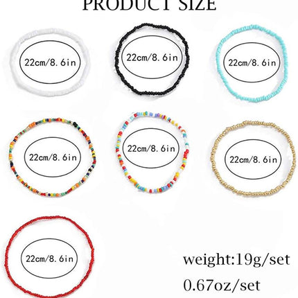 7-Pieces Set: Women's Hand Beaded African Anklet