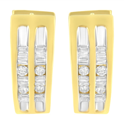 10K Yellow Gold 1/2 cttw Diamond Huggy Heart Hoop Earrings (I-J Clarity, I2-I3 Color)