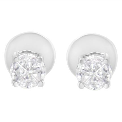 14K White Gold 1/2 Cttw Pie-Cut Diamond Solitaire Stud Earrings (H-I Color, SI1-SI2 Clarity)