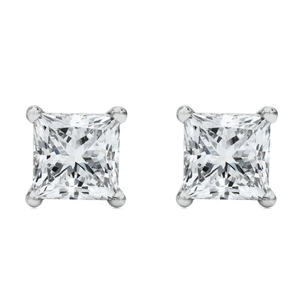 14K White Gold 1/2 Cttw Princess Cut Lab Grown Diamond Solitaire Stud Earrings (F-G Color, VS2-SI1 Clarity)