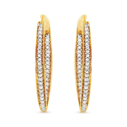 10K Yellow Gold 1/2 Cttw Round-Cut Diamond Modern Hoop Earrings (I-J Color, I2-I3 Clarity)