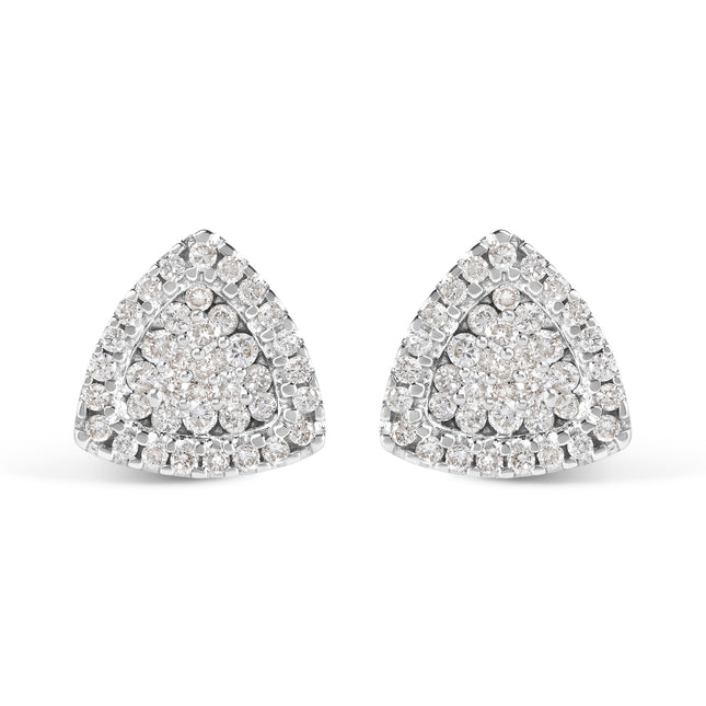 14K White Gold 1/2 cttw Trillion Shaped Diamond Stud Earrings (H-I Clarity, SI2-I1 Color)