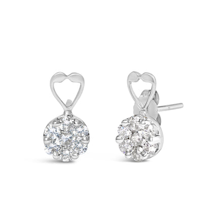 14K White Gold 1 1/4 cttw Round Cut Diamond Earrings (H-I, I1-I2)