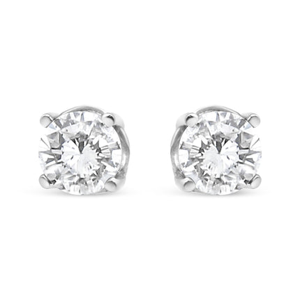 14K White Gold 3/4 Cttw Lab Grown Diamond 4-Prong Classic Stud Earrings (F-G Color, VS2-SI1 Clarity)