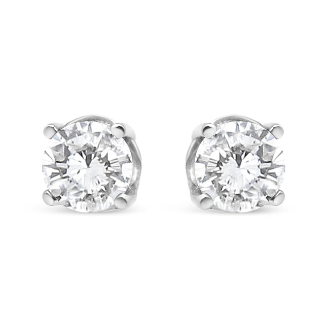14K White Gold 3/4 Cttw Lab Grown Diamond 4-Prong Classic Stud Earrings (F-G Color, VS2-SI1 Clarity)