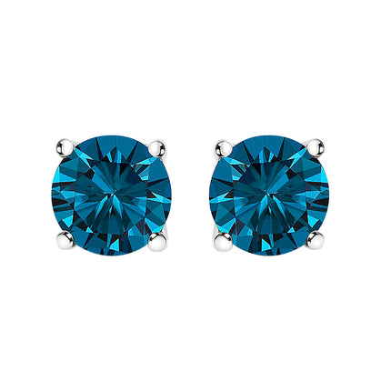 14K White Gold 1.00 Cttw Blue Lab Grown Diamond Stud Earrings with Screw Backs