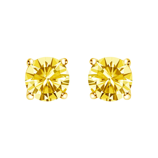 14K White Gold 1.0 Cttw Lab Grown Yellow Diamond Solitaire Stud Earrings (Yellow Color, VS2-SI1 Clarity)
