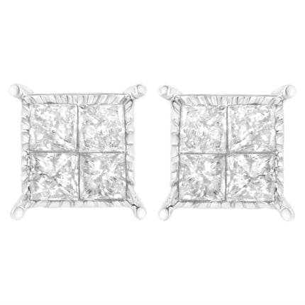 Sterling Silver 3/4 cttw Composite Diamond Stud Earrings (I-J, I2-I3)