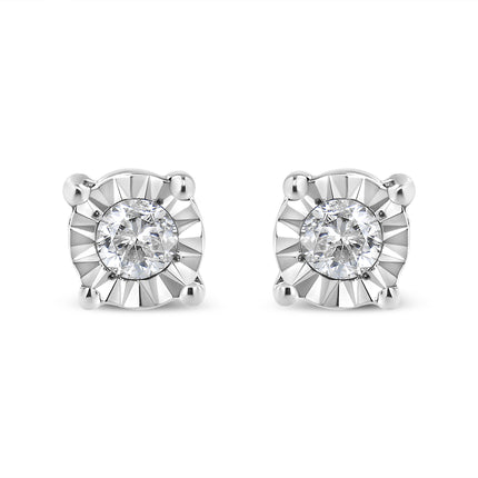 10K Yellow Gold Plated .925 Sterling Silver 1/10 Cttw Round Brilliant-Cut Diamond Miracle-Set Stud Earrings (J-K Color, I3 Clarity)
