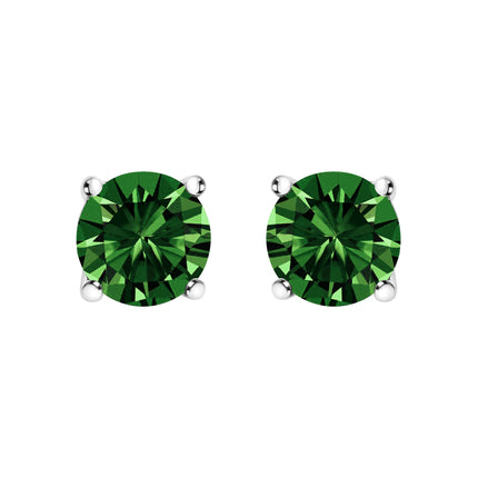 14K White Gold 1.0 Cttw Lab Grown Green Diamond Classic Solitaire Stud Earrings