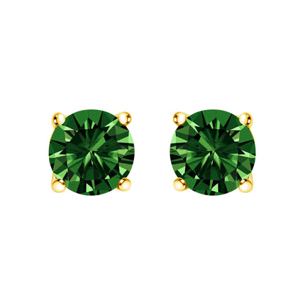 14K White Gold 1.0 Cttw Lab Grown Green Diamond Classic Solitaire Stud Earrings