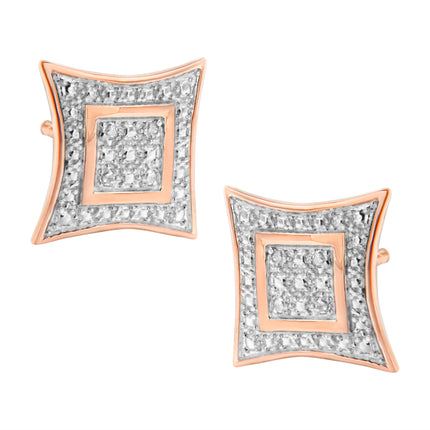 .925 Sterling Silver Diamond Accented 4-Stone Four Pointed Star Shaped Halo-Style Stud Earrings (H-I Color, I2-I3 Clarity)