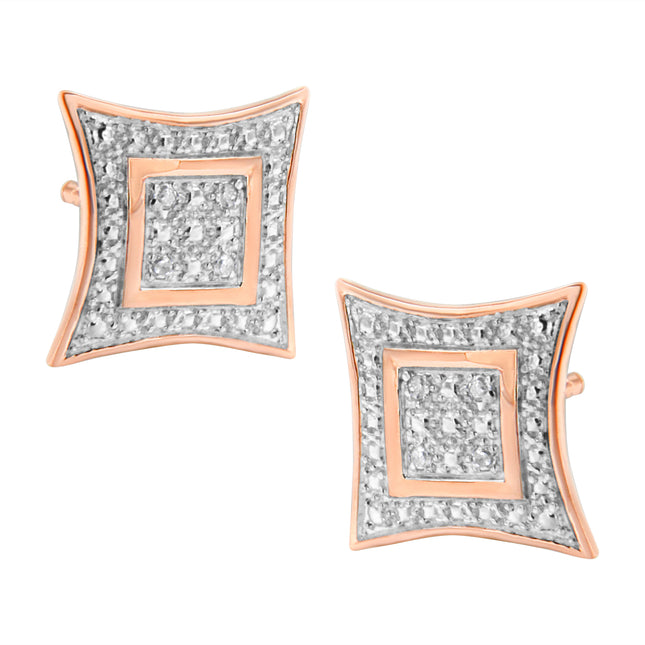 .925 Sterling Silver Diamond Accented 4-Stone Four Pointed Star Shaped Halo-Style Stud Earrings (H-I Color, I2-I3 Clarity)