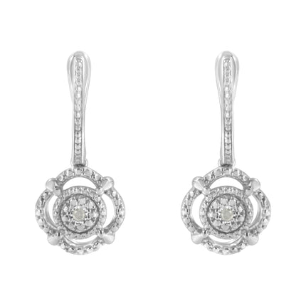 .925 Sterling Silver Miracle-Set Diamond Accent Drop and Dangle Earrings (I-J Color, I3 Clarity)